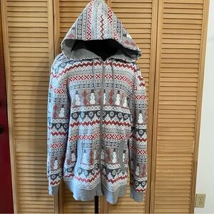 Old River Large Unisex Men's Christmas zip front Hoodie